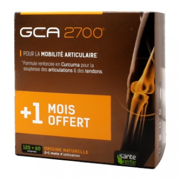 Santé Verte GCA 2700 120 Comprimés + 60 OFFERTS soit 1 MOIS OFFERT Pour la mobilité articulaire Formule renforcée en curcuma pour la souplesse des articulations et des tendons