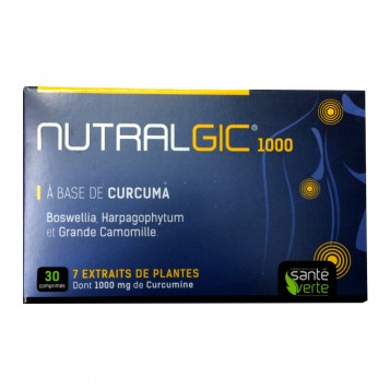 Santé Verte Nutralgic - 30 Comprimés A base de curcuma 7 extraits de plantes dont 1000 mg de curcumine