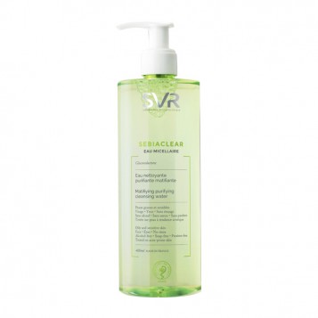 SVR Sebiaclear - Eau Micellaire 400 ml Eau nettoyante purifiante matifiante Pour peaux grasses et à tendance acnéique Visage, yeux Sans rinçage