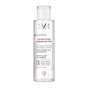 SVR Sensifine - Démaquillant Yeux - 125 ml Yeux hypersensibles Gelée micellaire yeux Ultra apaisante Agent hydratant + niacinamide Sans parfum, sans paraben, sans alcool et sans silicone