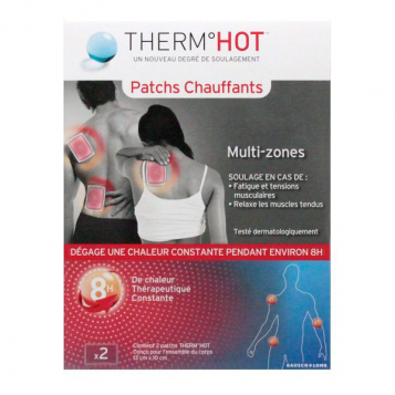 Bausch + Lomb Therm Hot - Patchs Chauffants X2 Multi-zones Soulage : Fatigues et tensions musculaires, relaxe les muscles tendus