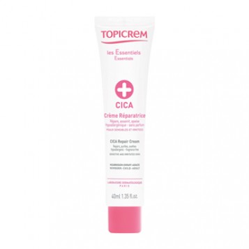 Topicrem CICA Crème Réparatrice 40 ml Répare, assainit et apaise Hypoallergénique Sans parfum Pour peaux sensibles et irritées Nourrisson, enfant et adulte