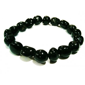 Bracelet Tourmaline Noir Perles Rondes