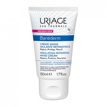 Uriage Bariéderm - Crème Mains Isolante Réparatrice - 50 ml Répare Protège Nourrit Mains abimées, sècheresses extrêmes Résistante à l'eau 3661434004728
