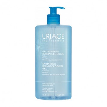 URIAGE Gel Surgras Dermatologique - 1 L FORMAT FAMILIAL Nettoie, protège et préserve du dessèchement Peaux sensibles Visage et corps Sans Savon 3661434002960