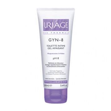Uriage Gyn-phy - Gyn-8 Gel Apaisant 100 ml Toilette intime Muqueuse irritées pH8 Sans savon, sans paraben Hypoallergénique