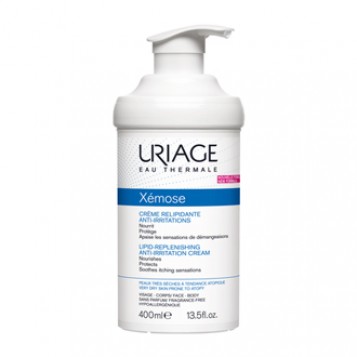 Uriage Xémose - Crème Relipidante Anti-Irritations 400 ml NOUVELLE FORMULE Nourrit Protège Apaise les sensations de démangeaisons Peaux très sèches à tendance atopique