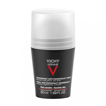 Vichy Homme Déodorant Bille Anti-Transpirant 48H Peaux Sensibles 50 ml