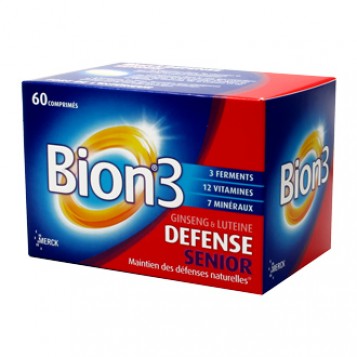 Bion 3 Séniors Boite de 60 Comprimés Ginseng et luteine Spécial Senoir Maintient des défenses naturelles