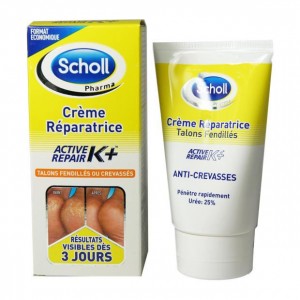 Scholl Crème Reconstituante Active Repair K+  - 120 ml Urée 25% Talons fendillés ou crevassés Résultats visibles dès 3 jours 3059949931606 