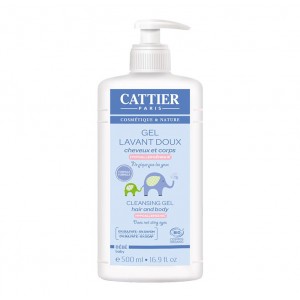 Cattier Gel Lavant Doux BIO - 500 ml NOUVELLE FORMULE Cheveux et corps Ne pique pas les yeux Hypoallergénique Sans sulfate et sans savon 3283950919180