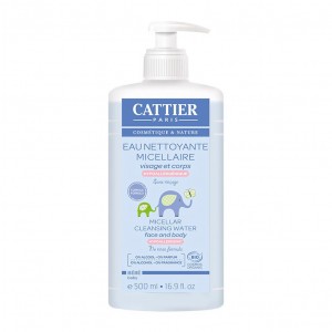 Cattier Eau Nettoyante Micellaire BIO - 500 ml NOUVELLE FORMULE Sans rinçage Visage et corps Hypoallergénique Sans alcool et sans parfum 3283950919234