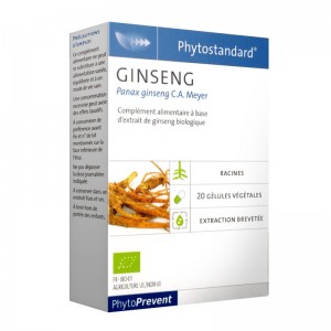 Pileje Phytostandard - Ginseng - 20 Gélules Végétales Panax ginseng C.A Meyer A base d'extrait de ginseng biologique