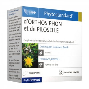 Pileje Phytostandard d'Orthosiphon et de Piloselle - 30 Comprimés A base d'extrait d'orthosiphon biologique et de piloselle biologique