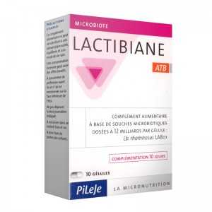 Pileje Lactibiane ATB - 10 Gélules NOUVELLE FORMULE PLUS CONCENTRÉ A base de souches microbiotiques dosées à 12 milliards par gélule Lb. rhamnosus LA801 3401560168174