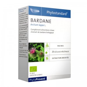 Pileje Phytostandard - Bardane - 20 Gélules Végétales Arctium lappa L. A base d'extrait de bardane biologique 3401560447835