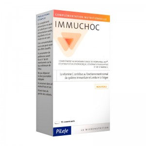 Pileje Immuchoc 15 Comprimés Aide au bon fonctionnement immunitaire et à réduire la fatigue Vitamine C A partir de 12 ans 3401564145829
