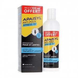 Apaisyl Apaisyl Anti-Poux Xpress 15' Lotion 2en1 Traitante et lavant - 200 ml + 100 ml Offert  3660395000251