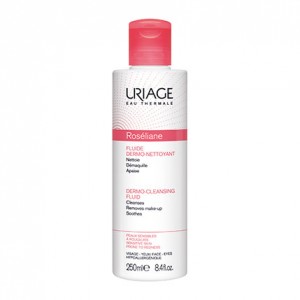 Uriage Roséliane - Fluide Dermo-Nettoyant - 250 ml Nettoie, démaquille et apaise Visage et yeux Peaux sujettes aux rougeurs 3661434003431