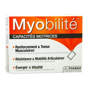 3C Pharma Myobilité - Arôme Orange - 15 Sachets Capacités motrices Renforcement & tonus musculaires Résistance & mobilité articulaires Énergie & vitalité 3525722019132