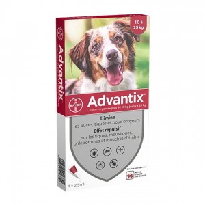 Advantix Pipettes Antiparasitaires Moyen Chien (10 à 25 kg)  - 4 Pipettes 4007221016854