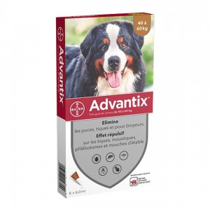 Advantix Pipettes Antiparasitaires Très Grand Chien(40 à 60kg) - 4 Pipettes 4007221048558