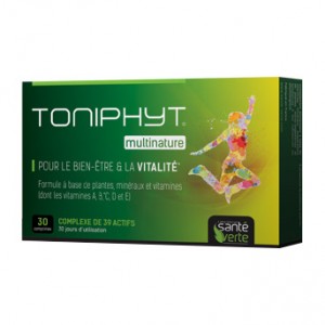 Santé Verte Toniphyt - Multinature - 30 Comprimés Pour le bien-être & la vitalité Formule à base de plantes, minéraux et vitamines Complexe de 39 actifs Sans gluten 5060072733577