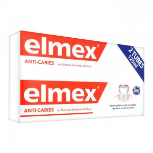 Elmex Anti-Caries - Dentifrice - DUO - 2 x 125 ml Au fluorure d'amines Olafluor Reminéralise et aide à protéger contre les caries 8718951031630