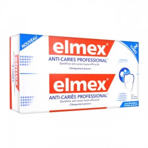 Elmex Anti-Caries Professional - Dentifrice DUO 2 x 75 ml Dentifrice anti-caries haute efficacité Pour des dents plus fortes Avec neutraliseur d'Acides de Sucre 8718951058446