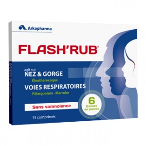 Arkopharma Flash' Rub 15 Comprimés Agit sur le nez et la gorge ainsi que les voies respiratoires Sans somnolence A partir de 12 ans