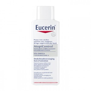 Eucerin AtopiControl - Émollient Corps Clamant 12% OMEGA 250 ml Hydrate les peaux très sèches et atopiques sujettes aux rougeurs Apaise les sensations de démangeaison Soin d'entretien Convient aux nourrissons 12% OMEGA + Licochalcone A Sans parfum & sans 