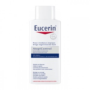 Eucerin AtopiControl - Huile Bain et Douche 20% OMEGA 400 ml Nettoie en douceur Calme et apaise Convient aux nourrissons 20% OMEGA aux huiles naturelles Sans parfum & sans conservateur