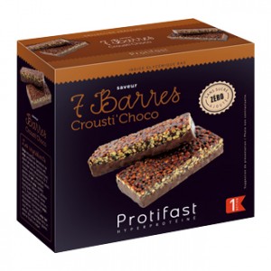 Protifast 7 Barres Crousti' Choco Phase 1 Vos barres hyperprotéinée pauvre en glucides et en lipides Indice glycémique bas