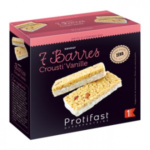 Protifast 7 Barres Crousti' Vanille Phase 1 Vos barres hyperprotéinée pauvre en glucides et en lipides Indice glycémique bas