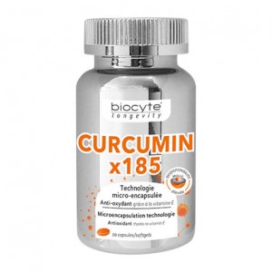 Biocyte Curcumin x185 - 30 Capsules Technologie micro-encapsulée Biodisponibilité élévée 1 mois 3401560204162