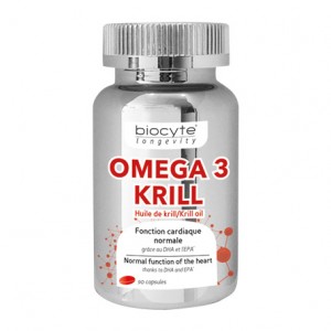 Biocyte Omega Krill - 90 Capsules NOUVELLE PRÉSENTATION Huile de krill Fonction cardiaque normale grâce au DHA et l'EPA