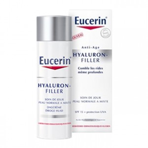 Eucerin Hyaluron-Filler -  Soin de Jour Peau Normale à Mixte 50 ml Soin de jour anti-rides pour peaux normales à mixtes avec protection SPF15 et anti-UVA