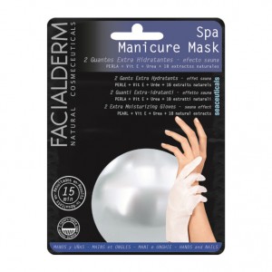 Facialderm Spa Manicure Mask - Gants Extra Hydratants - 2 Gants Effet Sauna Perle + Vit. E + Urée + 18 extraits naturels Mains et ongles 8436036430443