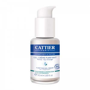 Cattier Gel Crème Purifiant BIO - 50 ml BIO Menthe - fleur d'oranger Pour peaux grasses à imperfections