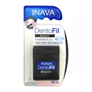 Inava DentoFil Black - 50 m Visibilité du retrait de plaque Fil fin noir ciré