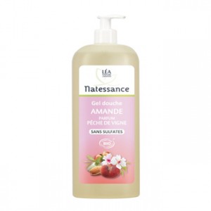 léa nature natessance gel douche amande parfum peche de vigne 1 litre sans sulfates bio sans savon