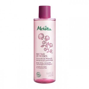 Melvita Nectar de Roses - Douche de Pétales 250 ml Gel douche BIO aux 3 roses sauvages Aérienne et parfumée Sans savon