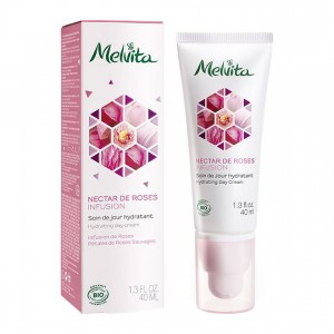 Melvita Nectar de Roses Infusion - Soin Jour Hydratant - 40 ml Visage et cou Pour les peaux normales à déshydratées Sans comédogène