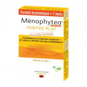 Ménophytea Silhouette - Ventre Plat 60 Comprimés Format économique = 1 mois Nouvelle Formule ! Contribue au confort digestif et aide à limiter les ballonnements Femme 45 ans +