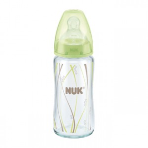Nuk Biberon First Choice + Verre Taille 1 (0 à 6 mois) 240 ml Transparent Biberon premier âge col large Sans BPA Tétine physiologique anti-colique