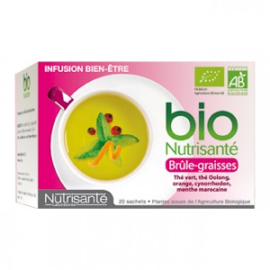 Nutrisanté  Infusion BIO Brûle-Graisses 20 Sachets Contribue à brûler les graisses, éliminer l’eau et les toxines, et favorise la digestion.