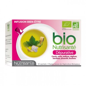 Nutrisanté Infusion BIO Dépurative 20 Sachets Concoure à stimuler tous les organes intervenant dans la détoxification de l’organisme.