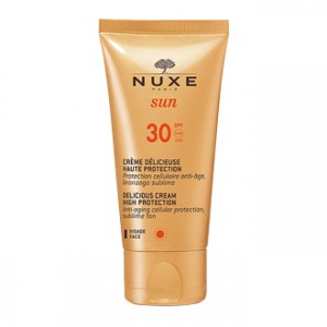 nuxe sun crème délicieuse haute protection SPF30 50 ml visage et corps protection cellulaire anti-âge, bronzage sublime