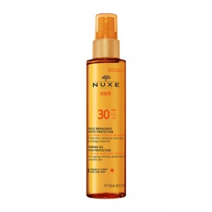 Nuxe Sun Huile Bronzante Visage et Corps SPF 30 150 ml votre soin solaire bronzage sublime et protection cellulaire anti-âge