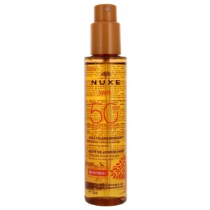 Nuxe Sun - Huile Bronzante Visage et Corps Haute Protection SPF50 FLACON-POMPE 150 ML